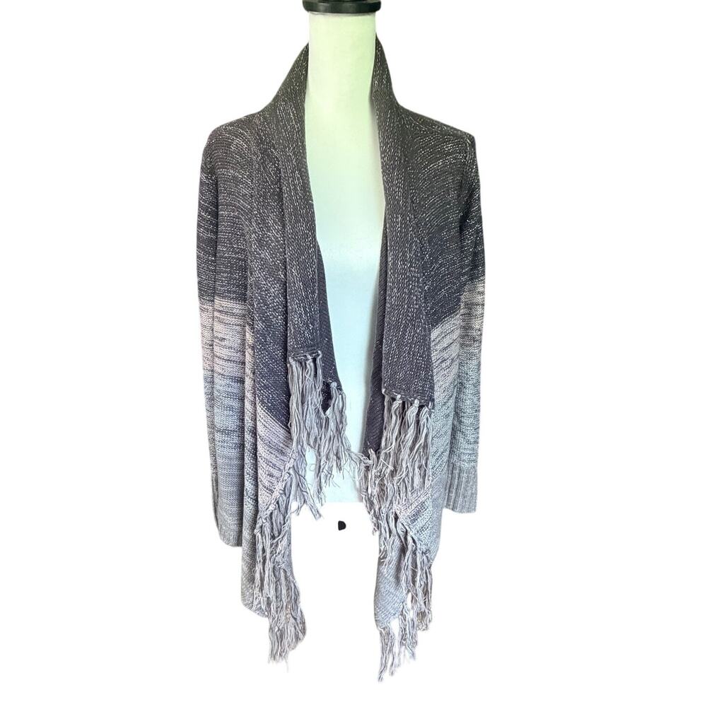 Knox Rose Gray Pink Silver Large Long Sleeve Cardigan